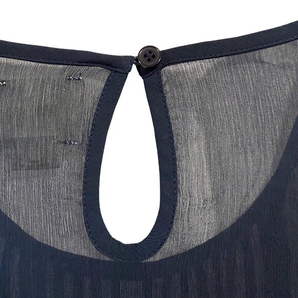 Anthropologie Maeve Helene Sequined Embellished Peplum Navy Blue Blouse Size 2 - Picture 7 of 10